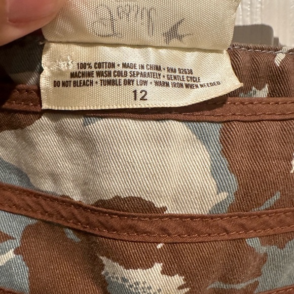 Vintage Fossil Blue & Brown Floral Patterned Cotton Mini Skirt Women’s Size 12 - Picture 4 of 6